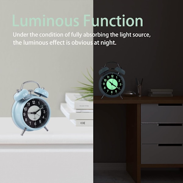 Retro Luminous Väckarklocka Tyst Kvarts Sängbord Väckarklocka