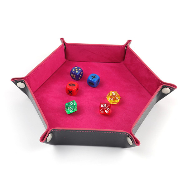 #Stykker 5 Farver PU Læder Terningbakke Foldbar Holder Rulende Bakke til Terningspil Som RPG DND og Andre Brætspil#