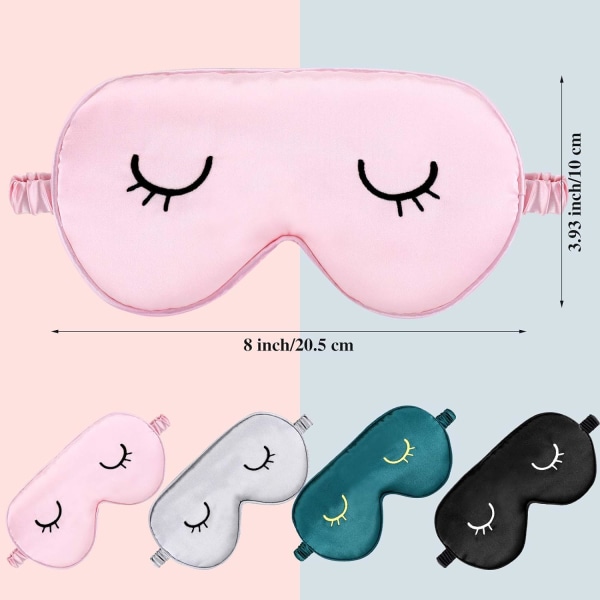 4 stycken sömn ögonmasker i siden, sömn ögonbindel, söt, lätt A