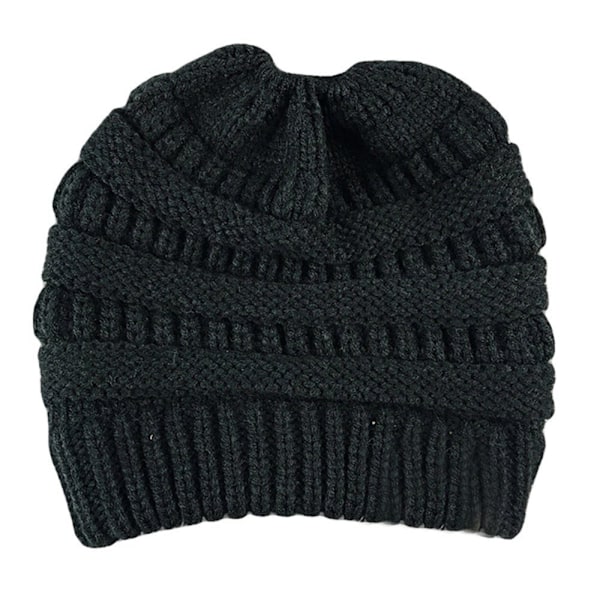 #Strikket beanie hue til kvinder og piger til vinter med hul til fletning#