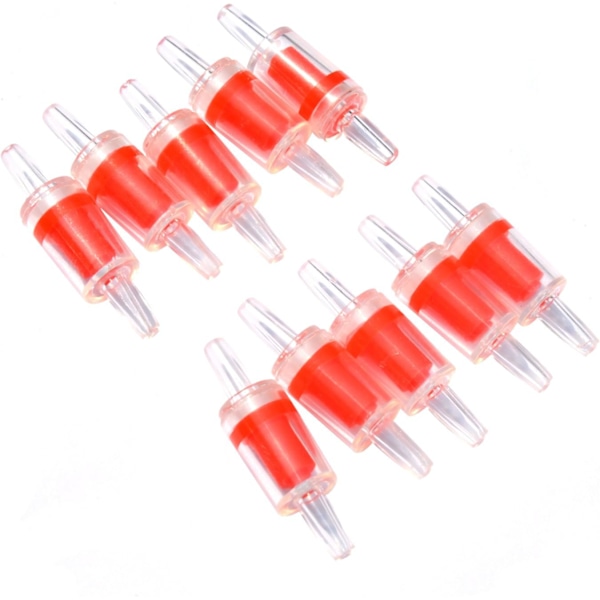 *10 STK Akvarieluftpumpens backventiler Röd Genomskinlig Plast Envägs N*