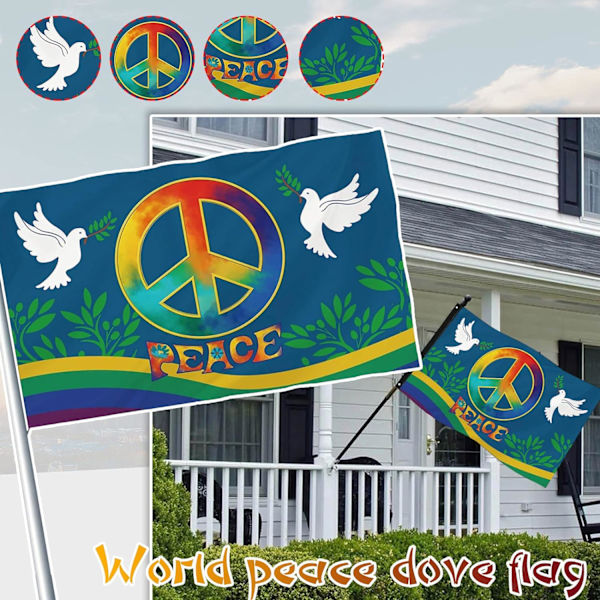 #90x150cm, Verdens Fredsflag - Lyse Farver#