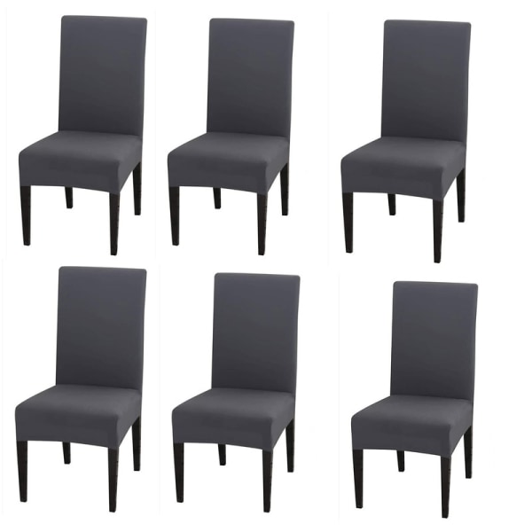 Set med 6 Universal Stretch Stolsöverdrag - Modern - Grå