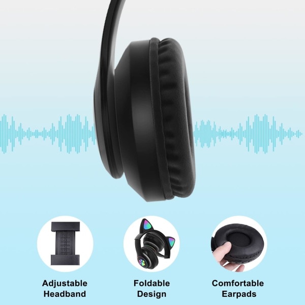 #(Musta) Lasten kuulokkeet, Bluetooth-langattomat kuulokkeet#