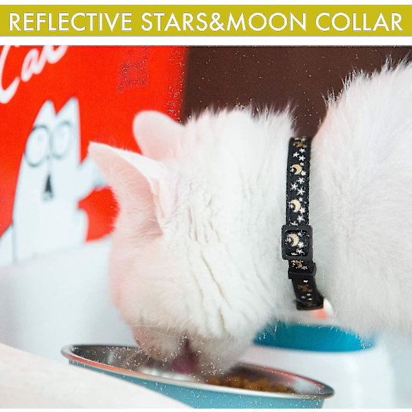 Reflekterande kattkrage med klockor och säkerhetsspänne