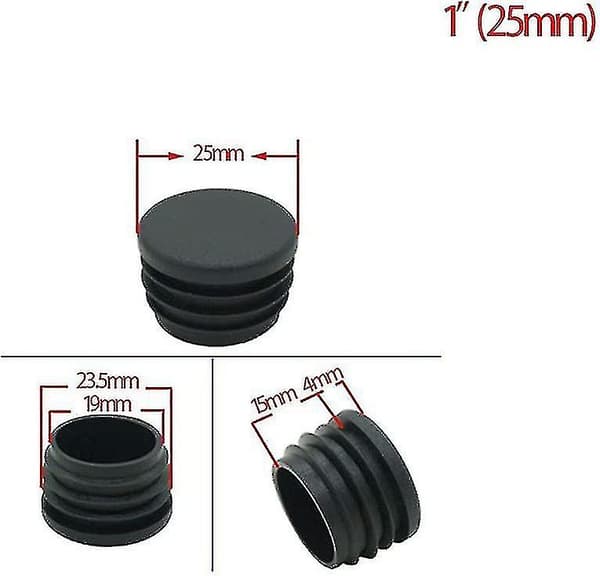 Runde Plastikpropper, 20 stk Sorte Rør-Endepropper Stole Glide Runde Endepropper Møbler Stol/ben Rør Dæksel Indsæt (25mm) -ayane