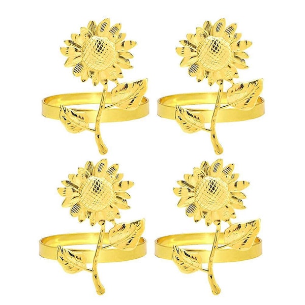 4 stk. Blomster Serviettringer Solsikke Serviettspenner Blomster Serviettspenneholder