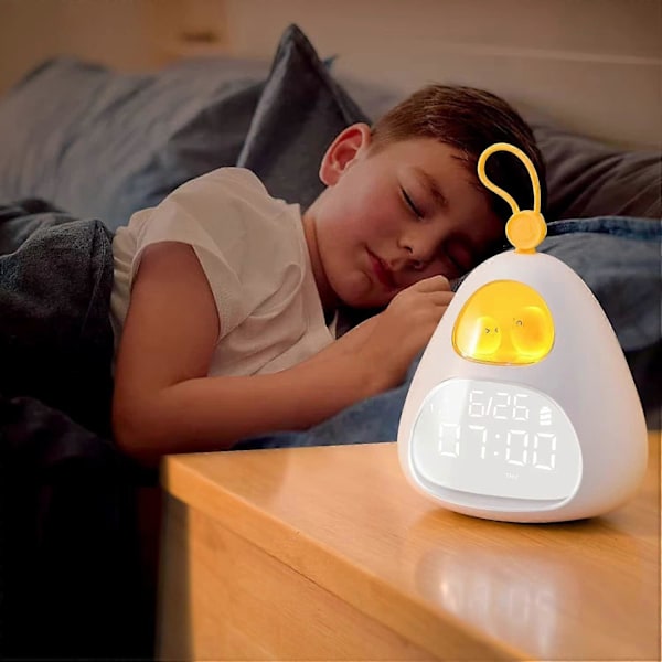 Söt Fågelbo Nattlampa Väckarklocka, 3 Alarm Inställningar, LED C