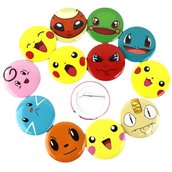 #12 pack badges anime tegneserie Pikachu runde badges#
