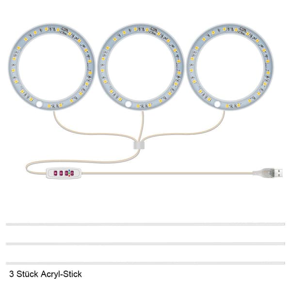 #3 Ringer, plantelampe 1-4 ringlyshode, fullspektrum, dimbar, #