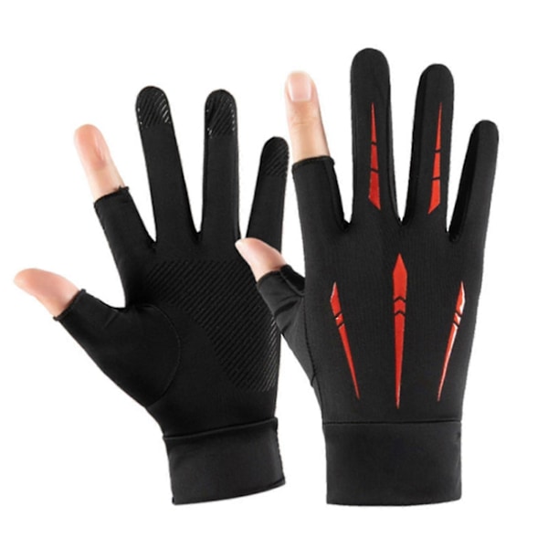To-fingerhansker med åpne fingre for voksne menn og kvinner, søte, myke og hudvennlige hansker (farge: svart)