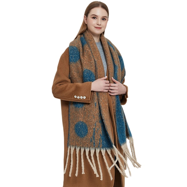 #Stickad sjal, vintertasslar halsduk sjal, 180x40cm#