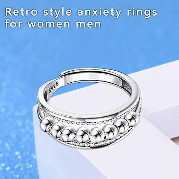 Angstring til kvinder, sølv fidget ring til angstring justerbare ringe til kvinder mænd piger, sølvbelagte stressaflastningsgaver
