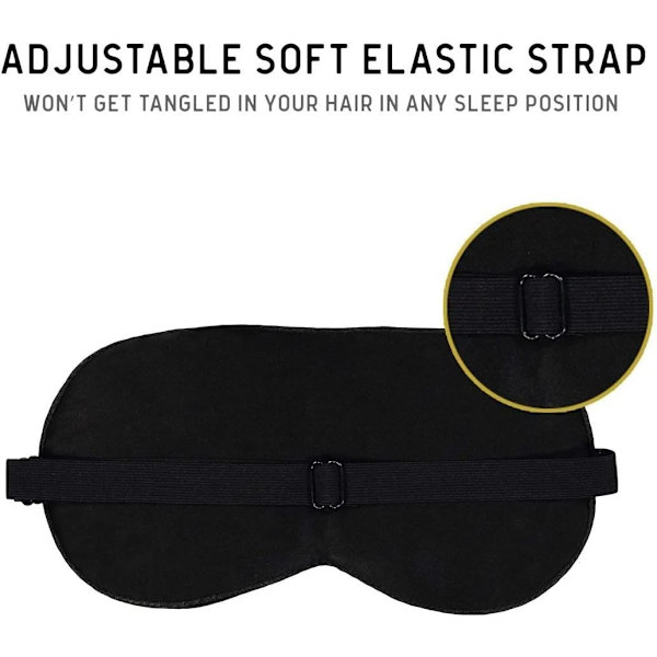 Siden ögonmask, sovmaske, justerbar rem, lätt blindfold