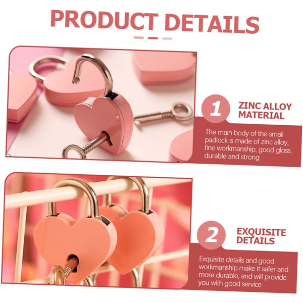 3 Sæt Elskesslå - Pink, Mini Hjerteformet Elskesslå, Zi