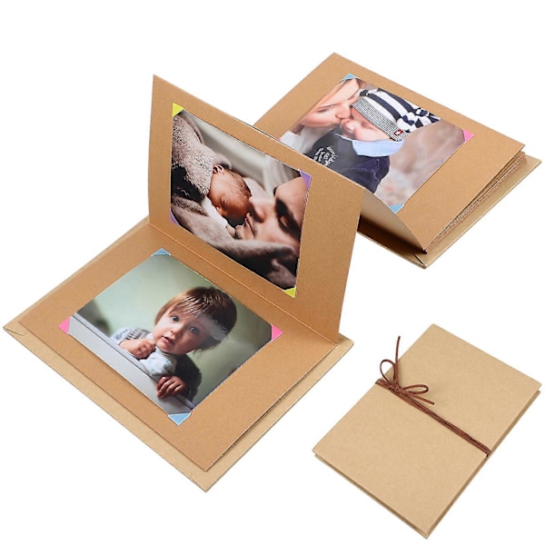 Kraft Papir Fotoalbum Bog Harmonika Stil Vintage Scrapbog Album til Dimission Fødselsdag Jubilæum Bryllup