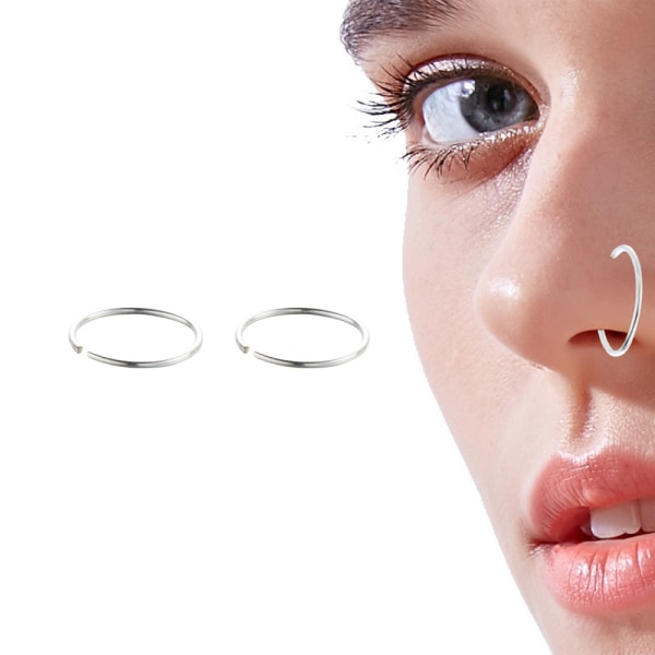 #S925 sterling sølv nesering rund nese ring, 2stk8mm#