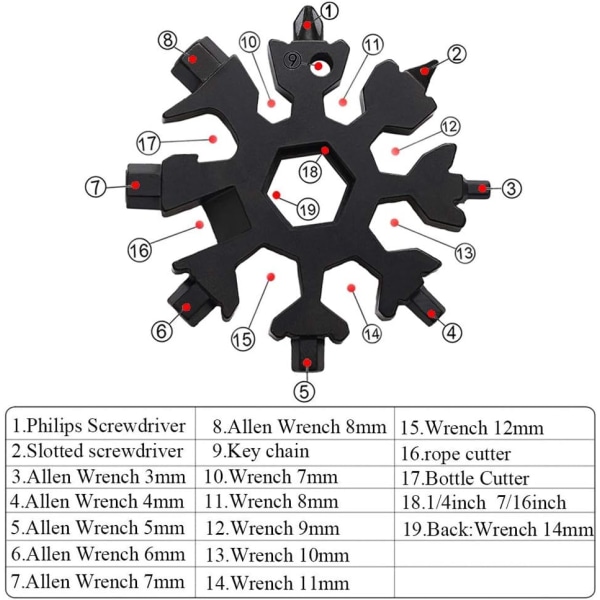 #18-i-1 Snowflake Shape Multi Tool Skrutrekker，Tang,verktøy#