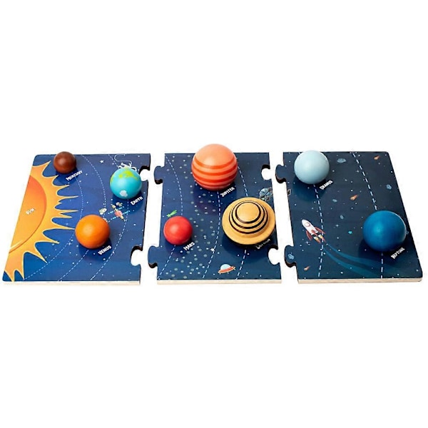 1 Set Planet Pussel Matchande Leksak Pedagogisk Solsystem Träpussel Barn Rymdlärande Leksak