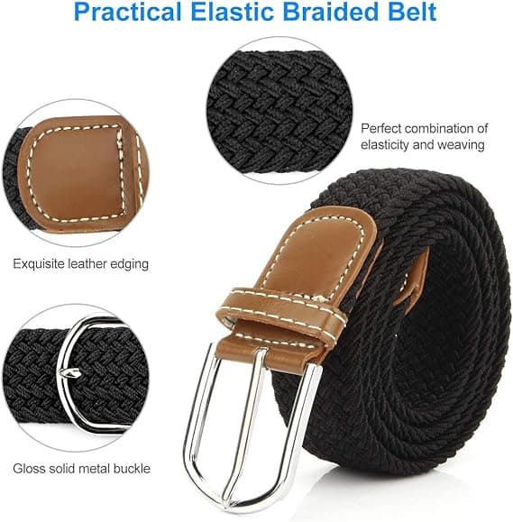 2-pack Damkorsband i flätad stretchduk för kvinnor, elastiska band