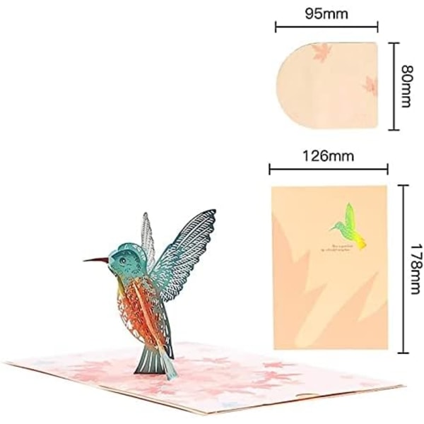 Bursdagskort gave (Maple leaf hummingbird), 3D pop-up kort for
