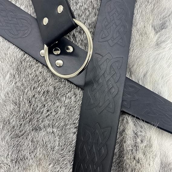 Viking Embossed PU Læderbælte (Sort), Middelalderligt Læderbælte, Vi
