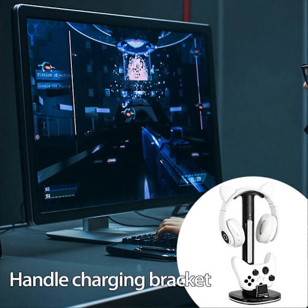 Spillkontrollerlader RGB Fargerikt Lys Avtakbar Headset Oppbevaringskrok Skrivebordsdisplay Ladestasjon for Xbox One/Series X