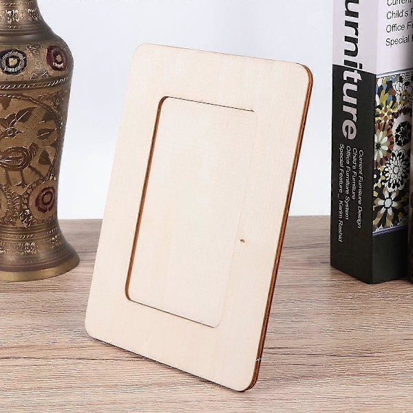 4 stk. 15 cm Ubehandlede Træ Fotorammer Tomme DIY Maleri Billedramme Kunst Dekor Billeder Organizer