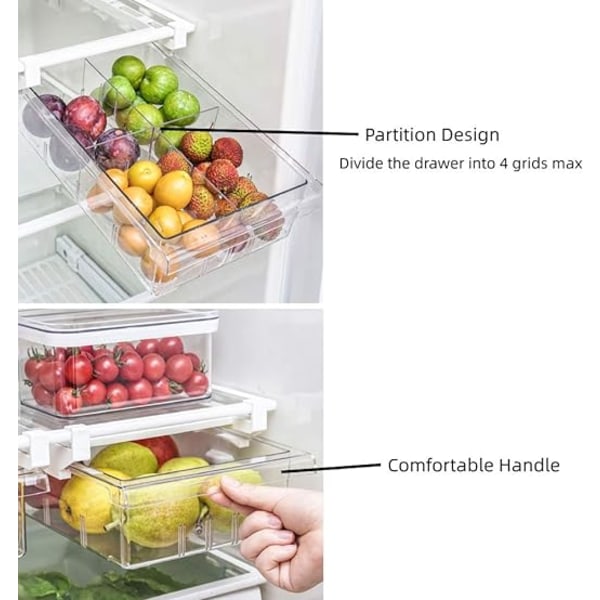 /#/(1 Skuff  Medium)Kjøleskap Oppbevaringsboks Transparent Mat Kjøleskap Hylle Oppbevaringsboks Under 1,5cm/#/
