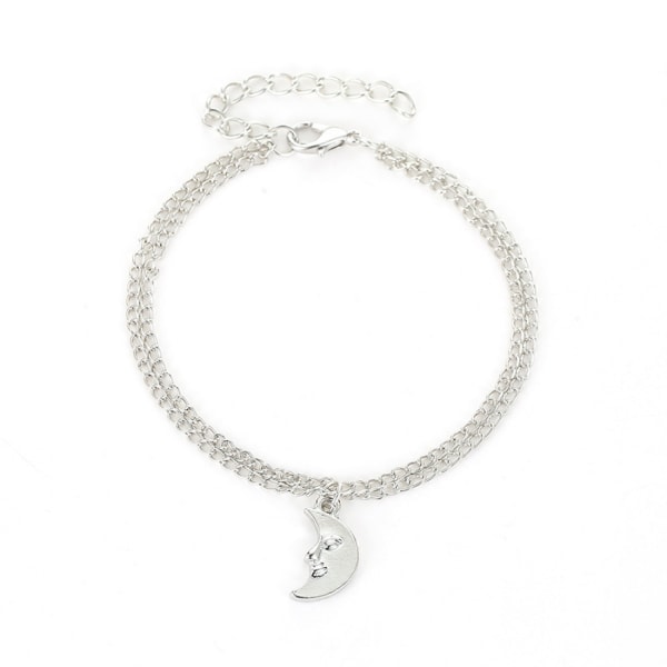 #Silvermåne anklet för kvinnor#
