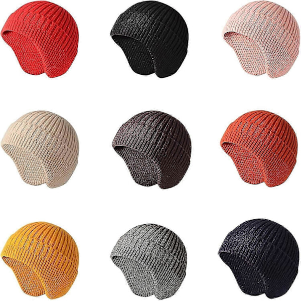 Strikket hue til mænd, øreklap, vinterhuer til kvinder, uldhue til mænd, varm skull cap, slouchy med ørevarmere