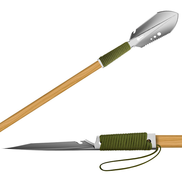 1 Camping Spade, 8-i-1 Multifunktionell Överlevnadsspade Mini Port