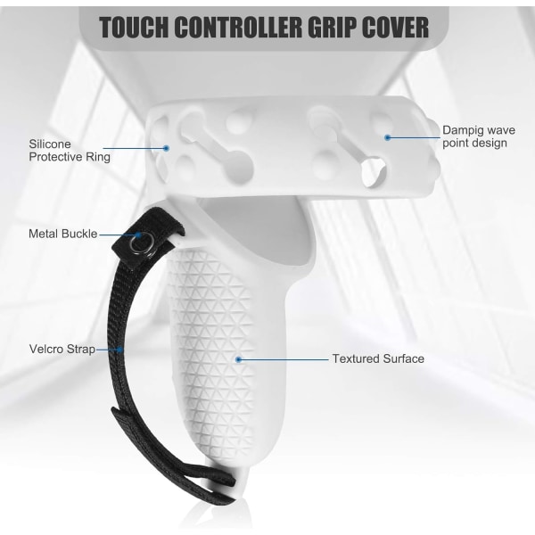 (Hvit) Oculus Quest 2 Touch Controller Full Silikonbeskyttelse