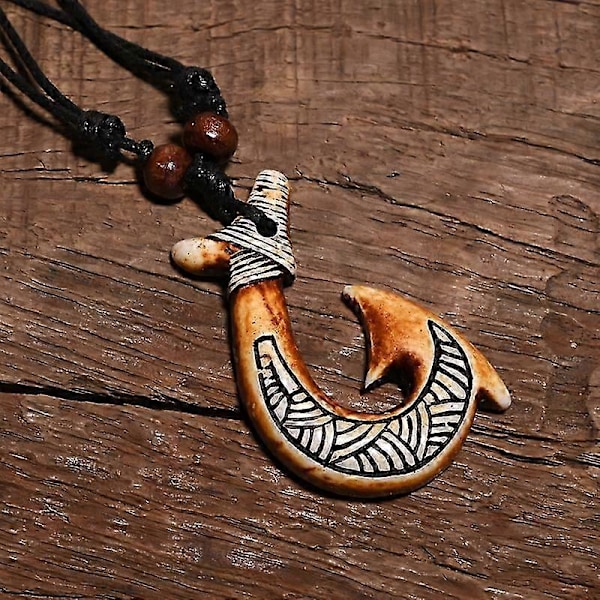 FX003 Uusi-Seelanti Maori luukaulakoru, kalan koukku riipus, miesten choker, retrokoru, jakin luuta jäljittelevä kaulakoru, amulettilahja