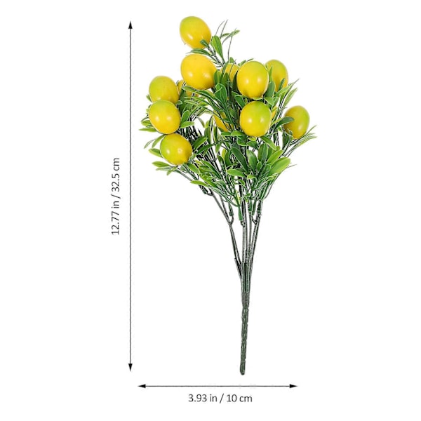 2 stk. Kunstig Sitrontre Stilk Falske Fruktgrener Faux Sitrongren Arrangement for Hjemmet