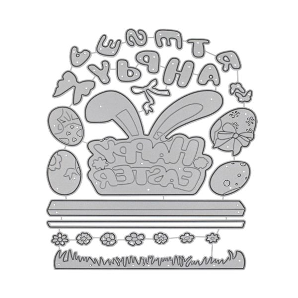 Glad Påsk Ord Kaninöron Skärande Stansar Schablon DIY Scrapbooking Kortmall