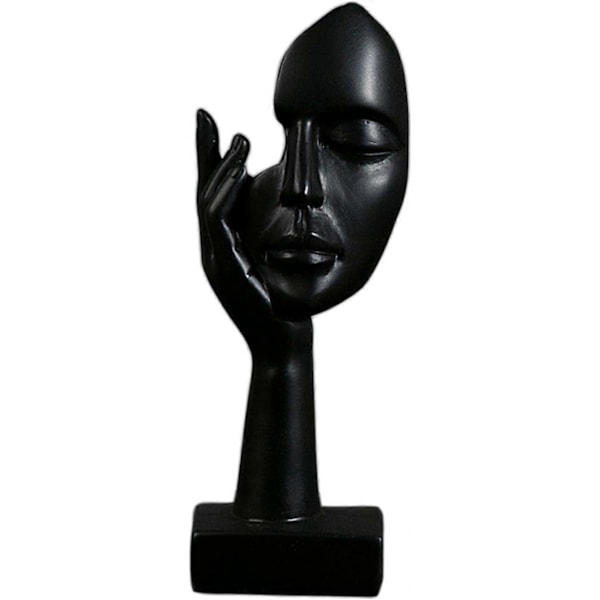Simpel Kreativ Kvinde Ansigt Kunst Statue Tænker Dame Skulptur Abstrakt Karakter Håndværk Ornament til Sort, 17*6*5cm