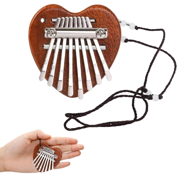 1 Stykke (Træhjerte) 8-Tast Kalimba, Limba, Børneinstrument