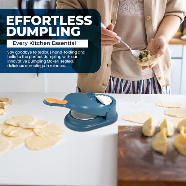 2-i-1 Dumpling Maker Press, Dumpling Skin Maker Machine, Multifunksjonell DIY Manuell Empanada Press, Blå
