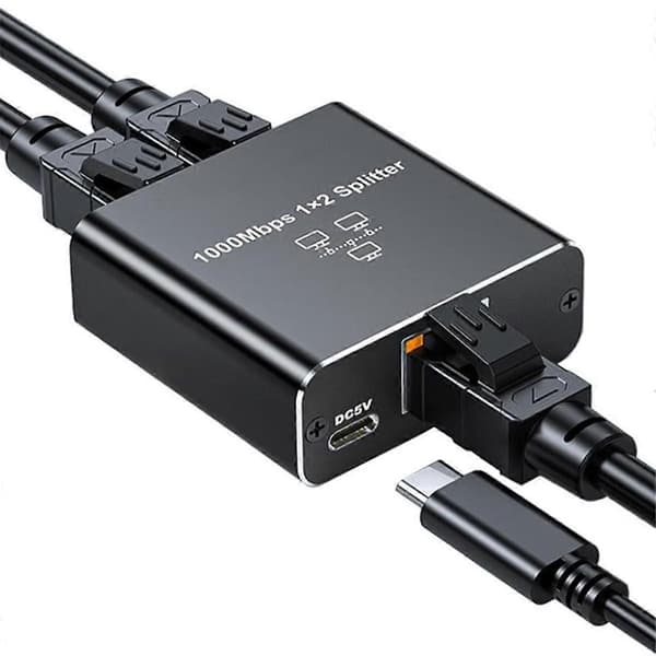 Gigabit Ethernet Splitter 1 til 2 1000Mbps RJ45 LAN Internet Splitter til ComputerHub Switch Router Digital TV