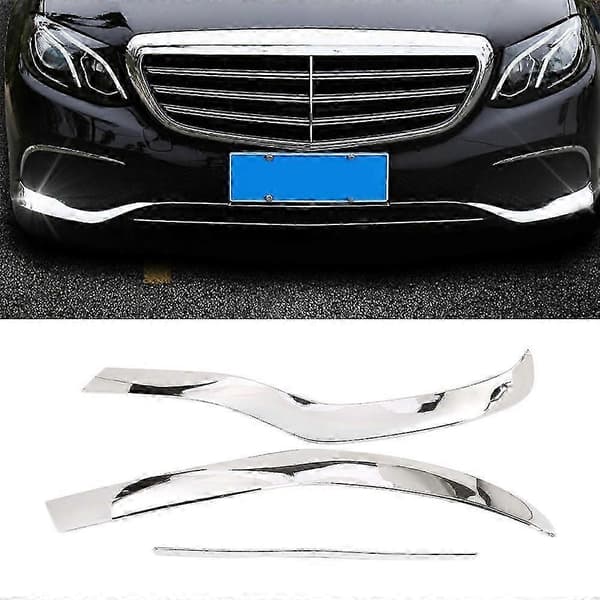for E Class W213 2016-2019 Krom ABS Front Støtfanger Plate Spoiler Spoilere Dekorativt Deksel Trim
