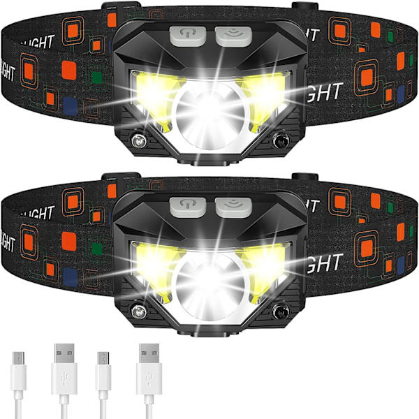 #2-pack vattentäta rörelsedetektor-huvudlampor#