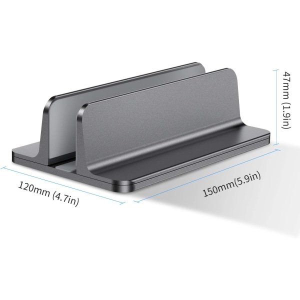 Grå - Vertikal Laptop Stativ, Justerbar Aluminium Stativ til MacB
