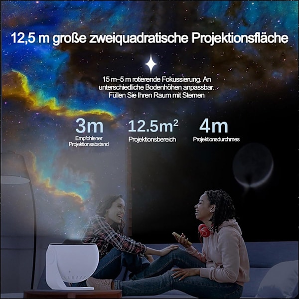 #LED Stjernehimmel Stjerne Galaxy Projektorlampe, HD 4K Fokuseringsprosjekt#