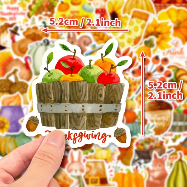 #50 stk Thanksgiving Dekorationsstickers - Multi-elementer, Vandtætte