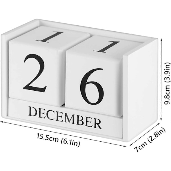 1 stk. skrivebordskalender, trækalender med manuel justering, holdbar, smart tilbehør til hjemmet eller kontoret, hvid, 15,5*10*7,5 cm