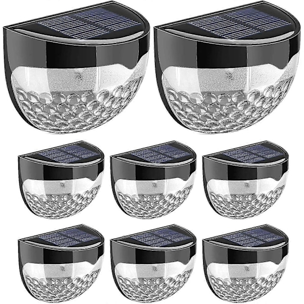 8-pack Solcellsdrivna LED-staketlampor för trädgård - Trådlösa solcellslampor för utomhusbruk för räcken och staket
