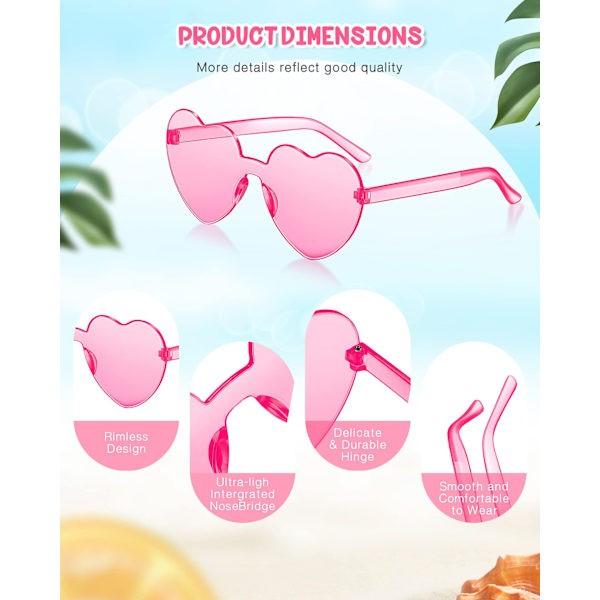 #12 Pakk Hjerteformede Solbriller Hjerteformede Solbriller Klare Retro Hjerteformede Solbriller Festbriller for Kvinner Fotorekvisitter#