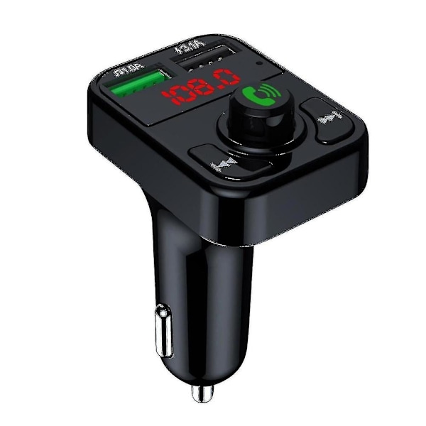 Dobbel USB Biladapter Trådløst Bluetooth Kit Qc3.1 Hurtiglader Håndsfritt FM-sender