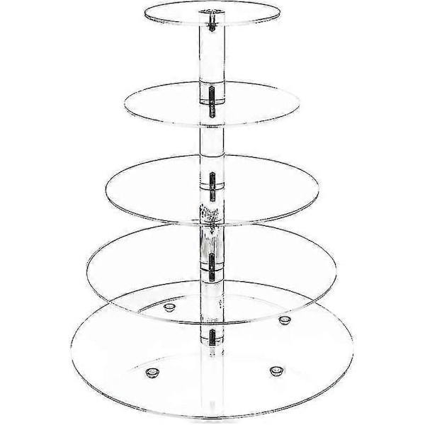 Akryl Kakefat 5-trinns Display Tower Tree For Stable Serveringsbrett For Fest Bryllup Kake Dessert Klar Rund